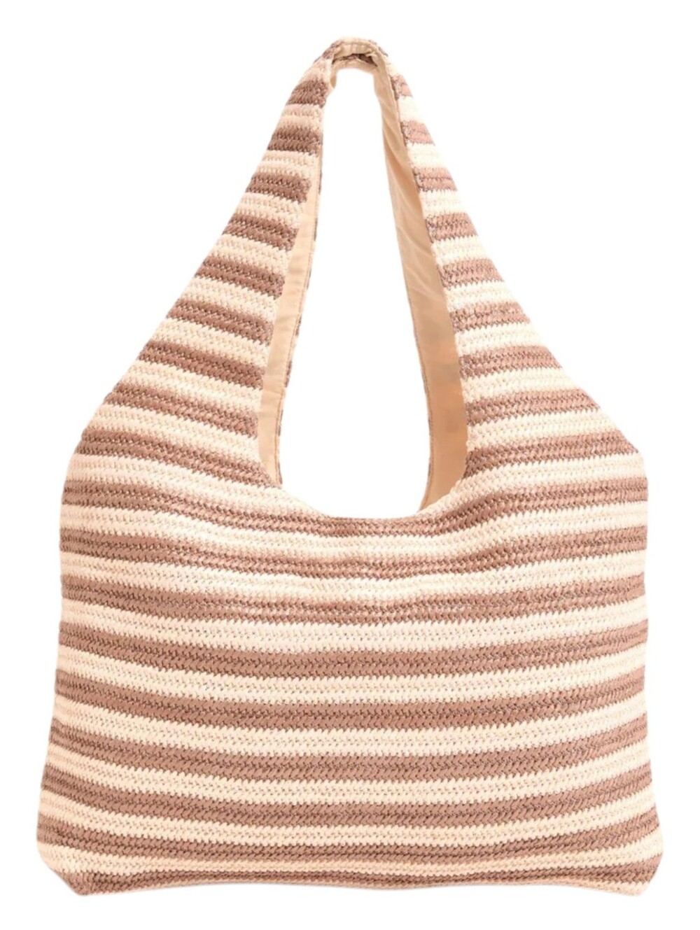 Beach Riot NEW Nantucket Tote Cream/Brown Stripes Unstructured Knit